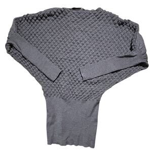 La-El Couture Wool Blend Cinched Waist Batwing Sleeve Gray Top Medium